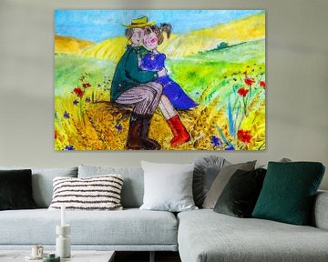 Liefde in het korenveld (schilderij) van Art by Jeronimo