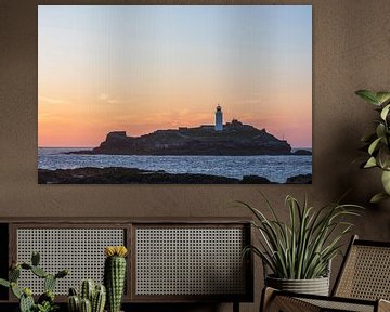 Sonnenuntergang Godrevy-Leuchtturm (England) von Marcel Kerdijk