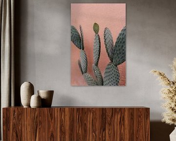 Cactus op roze muur in Hortus Botanicus Amsterdam van Jolande Alicia