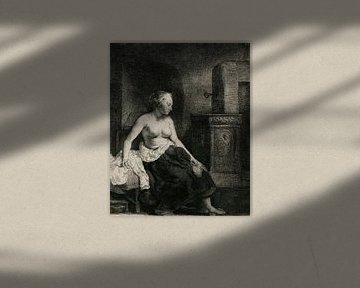 Rembrandt van Rijn, Frau sitzend halb bekleidet neben einem Ofen, 1658 von Atelier Liesjes