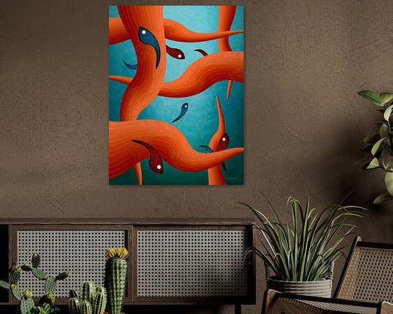 Voorbeeld van het werk in een kamer