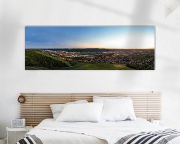 Aerial view Panorama Stuttgart in the evening by Werner Dieterich