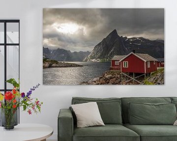 Zonsondergang Lofoten Noorwegen van Marcel Kerdijk