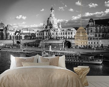 Church of Our Lady and Bruhl Terrace in Dresden - Monochrome by Werner Dieterich