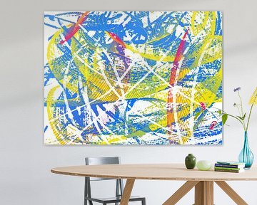 Abstract in rood geel blauw