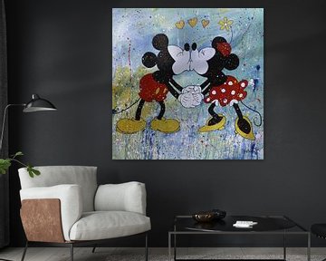 Mickey en Minnie Mouse "Verliefd" van Kathleen Artist Fine Art