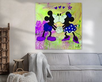 Mickey Mouse en Minnie Mouse van Kathleen Artist Fine Art