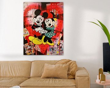 Mickey en Minnie Mouse Vintage. van Kathleen Artist Fine Art