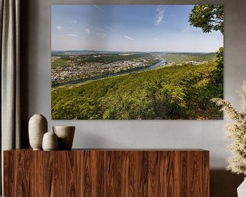 Panoramisch uitzicht op het Moezeldal en de stad Bernkastel-Kues van Reiner Conrad
