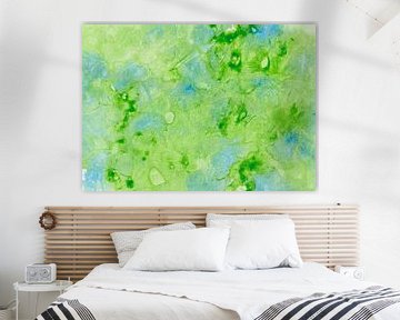 Fantasierijke aquarel in de kleuren groen en blauw van Heike Rau