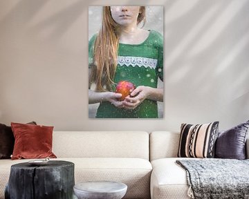 Redheaded girl with apple by Cindy Van den Broecke