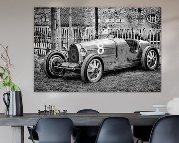 Bugatti Type 35 vintage racewagen in zwart-wit van Sjoerd van der Wal