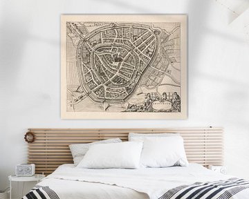 Map of Amersfoort, anno 1652, with white frame by Gert Hilbink