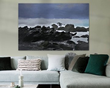 'Onstuimig' - Rotsen en Storm - Nieuw-Zeeland - Zuidereiland - Kaikoura - Digitale Kunst van VenVision Art