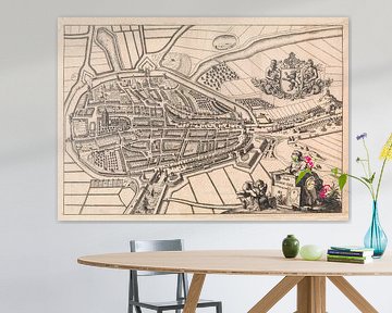 Map of Zierikzee (Zeeland), anno ca 1696, with black frame. by Gert Hilbink