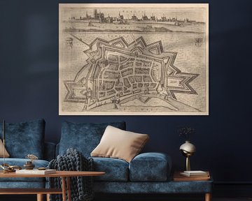 Map of Venlo (Limburg) anni ca 1653 with black frame. by Gert Hilbink