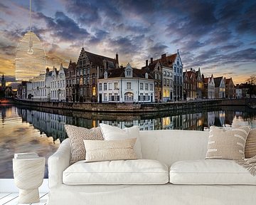 Zonsondergang in Brugge van Michael Abid