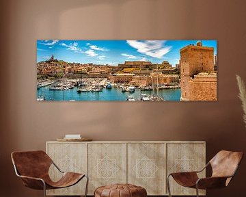 Panorama shot old port in Marseille France by Dieter Walther