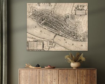 Map of the old city of Kampen, ca. 1649, with white frame by Gert Hilbink