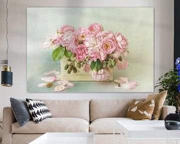 Bloem romantisch - rozen roze van Lizzy Pe
