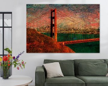 Golden Gate Bridge met skyline van San Francisco als meervoudige belichting van Dieter Walther