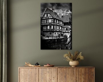 Vakwerkhuis in Straatsburg Frankrijk in zwart-wit van Dieter Walther