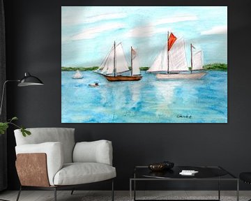 Sailing ships on the fjord by Sandra Steinke