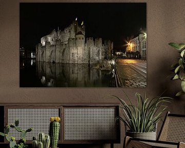 The Castle of the Counts and Burg Street in Ghent by night by Kristof Lauwers