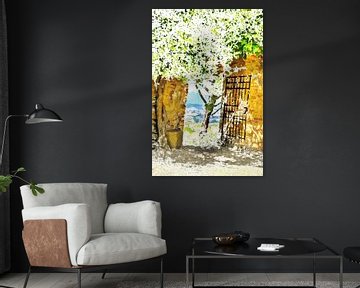 'De Poort naar Toscane' - San Gimignano - Italië - Digitale Kunst van VenVision Art