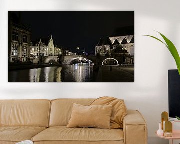 St. Michaelsbrücke bei Nacht in Gent von Kristof Lauwers