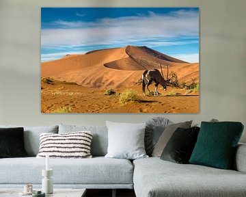 Oryx in de Namibische woestijn van Theo Molenaar