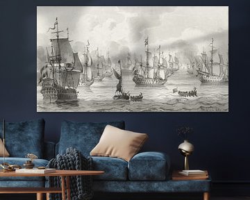 Seestück mit Kriegsflotte , Cornelis Ploos van Amstel (1821) von Atelier Liesjes