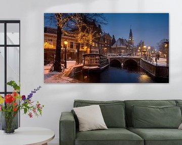Historic Centre of Alkmaar - Flower Barge and Waag Tower in Winter by Keesnan Dogger Fotografie