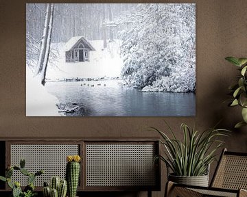 Nederlands landschap bedekt onder de sneeuw van Original Mostert Photography