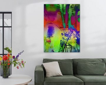 Modern, Abstract Digital Artwork in Red Green Purple by Art By Dominic