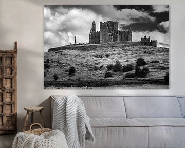 The Rock of Cashel in black and white