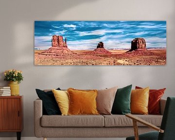 Panorama landschap monument Valley in Arizona USA van Dieter Walther