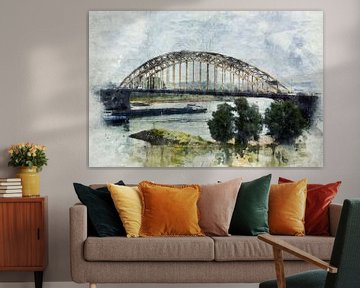 De Waalbrug in Nijmegen (schilderij) van Art by Jeronimo