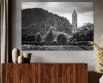 Glendalough en noir et blanc, Irlande