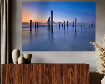 Zonsondergang Noordzeestrand Petten van Jenco van Zalk