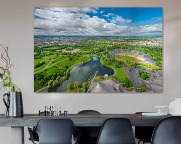 Overview of Munich, Olympic grounds and the Alps from the Olympic Tower by Robert Ruidl