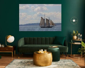Old sailing ship on the water by Digitale Schilderijen
