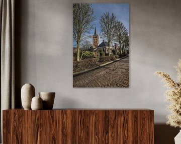 Zicht op de kerk van het Friese dorpje Beetgum van Harrie Muis