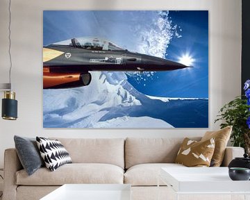 Nederlandse straaljager in een mooi sneeuw landschap (fighter) van Cor Heijnen