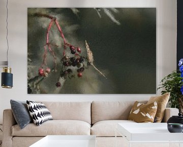 Butterfly on a branch with berries by Digitale Schilderijen