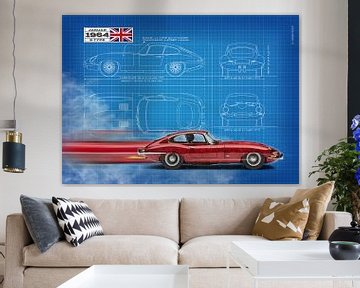 Jaguar E-Type Coupe Blueprint by Theodor Decker