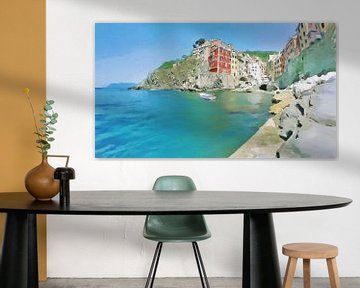 Cinque Terre - Die Rast in Riomaggiore - Italien - Digitale Kunst von Dicky