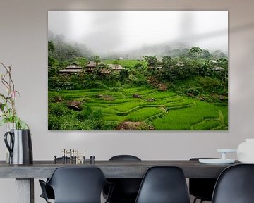 Berggipfel mit Reisfeldern in Pu Luong, Vietnam von Ellis Peeters