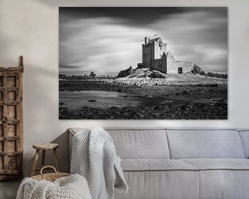 Dunguaire Castle in black and white