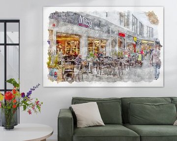 Lunchroom "Mitzy" in Roosendaal (watercolor) by Art by Jeronimo